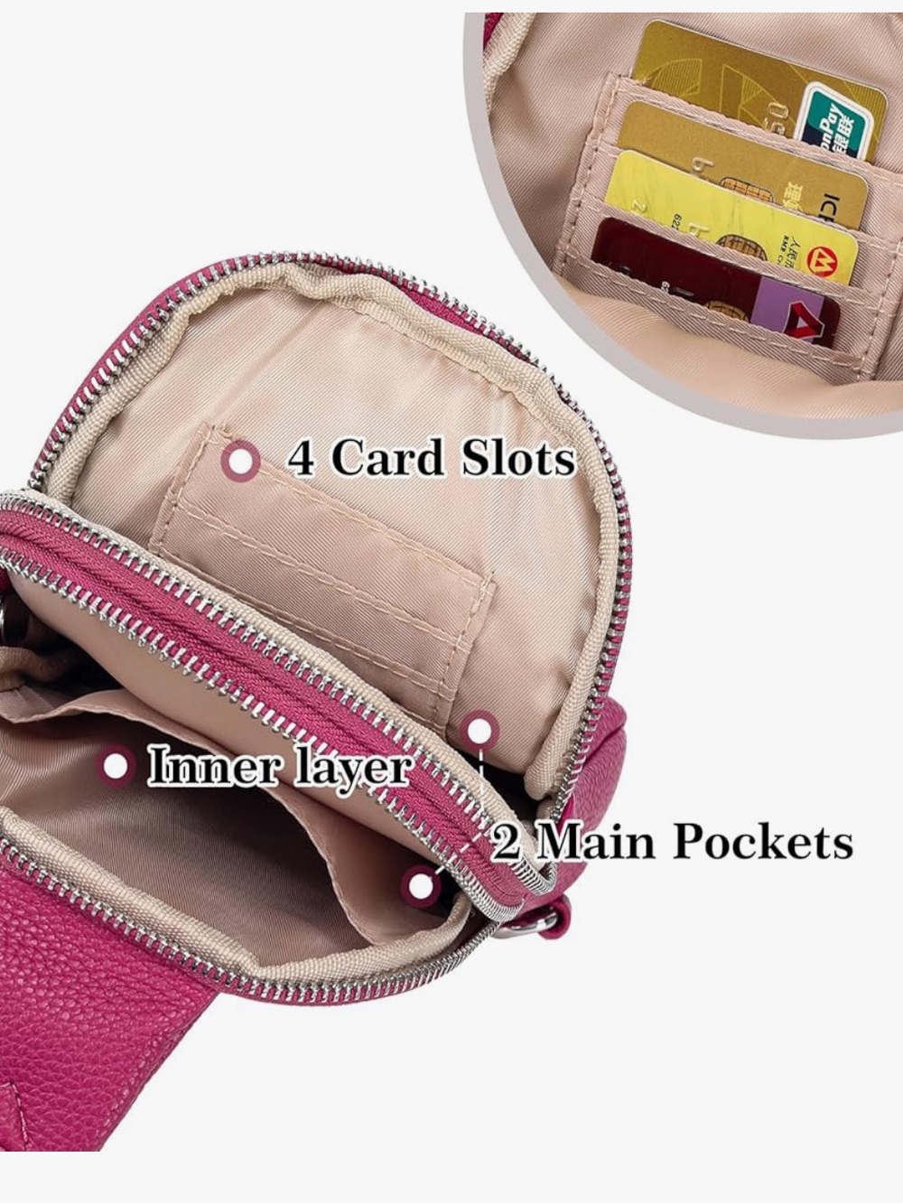 INICAT Anti Theft Crossbody Bag Adjustable Fanny Pack Travel Zip Compartments - Picture 2 of 11